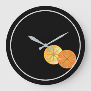 Relógio Grande Tripa De Parede Acrílica Com Limão Laranja Retro