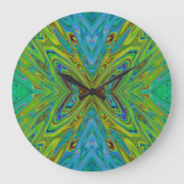 Relógio Grande Trippy Chartreuse e Blue Abstrato Butterfly