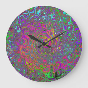 Relógio Grande Trippy Hot Pink Abstrato Retro Liquid Swirl