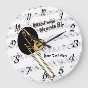 Relógio Grande Trombone Sem Vida Musical B WallClock Plano