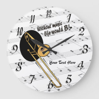 Relógio Grande Trombone Sem Vida Musical B WallClock Plano
