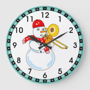 Relógio Grande Trombone Snowman