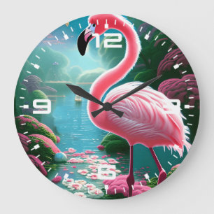 Relógio Grande Tropical Flamingo-70852 Elegante