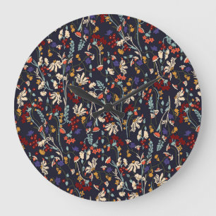 Relógio Grande Tropical Floral: Vintagem Botânica Aleatória.