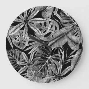 Relógio Grande Tropical Monocromática, A Aquarela Deixa Textura.