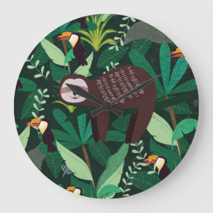 Relógio Grande Tropical Sloth: Cartoon sem Perigo