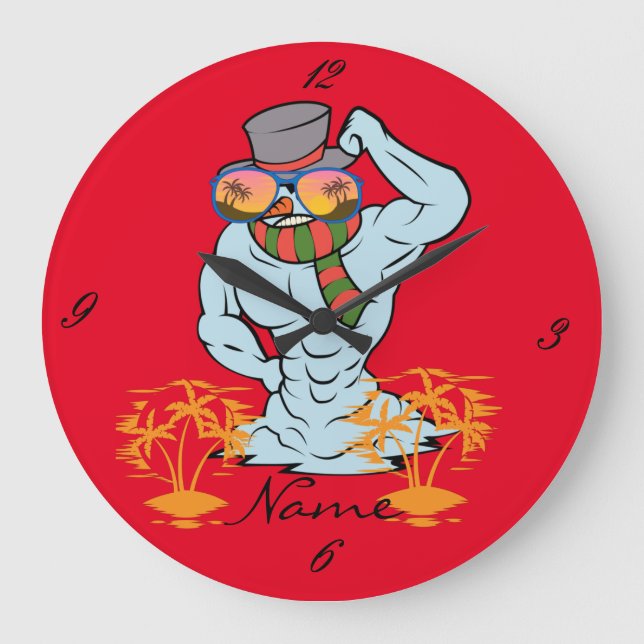 Relógio Grande Tropical Snowman Tropical Férias Tropicais Thunder (Frente)