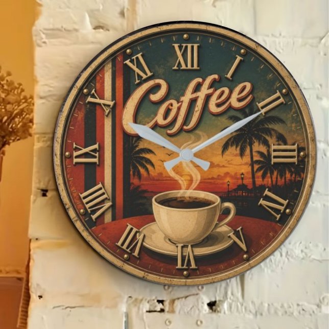 Relógio Grande Tropical Sunset Coffee (Criador carregado)