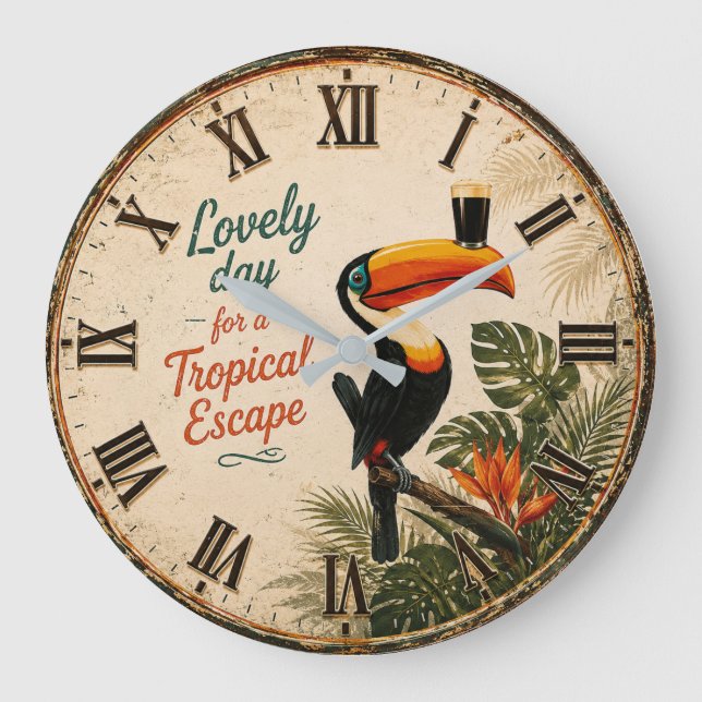 Relógio Grande Tropical Toucan (Frente)