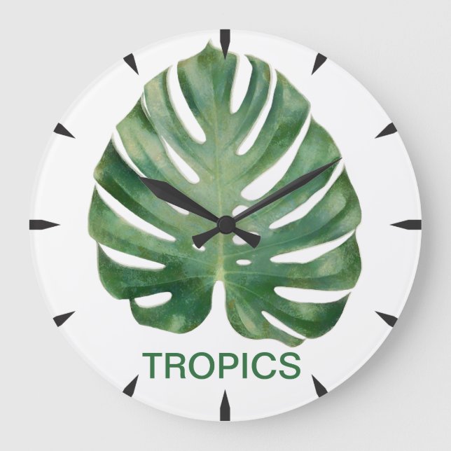 Relógio Grande Tropics Monstera Leaf (Frente)