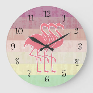 Relógio Grande Trpical Flamingo Wall Clocks