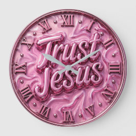 Relógio Grande Trust Jesus Pink Marble