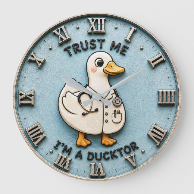 Relógio Grande Trust Me I'm a Ducktor Funny Doctor Duck (Frente)