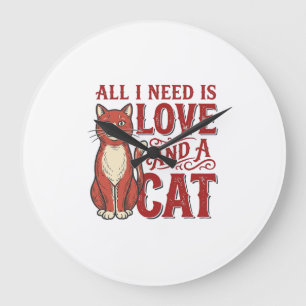 Relógio Grande Tudo que Preciso é Amor e um Gato Gato Antigo Aman