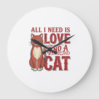Relógio Grande Tudo que Preciso é Amor e um Gato Gato Antigo Aman