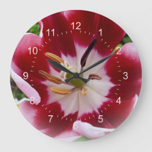 Relógio Grande tulipa vermelha brilhante