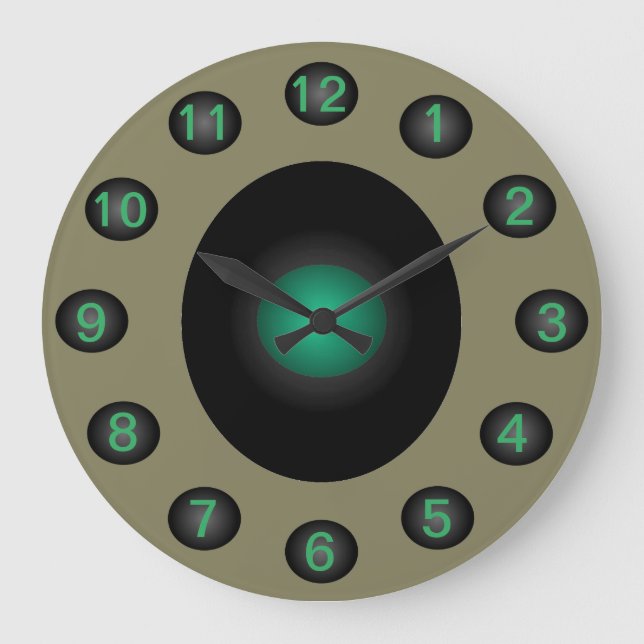 Relógio Grande Turquesa Cinza moderna do Home Designer Contemporâ (Frente)