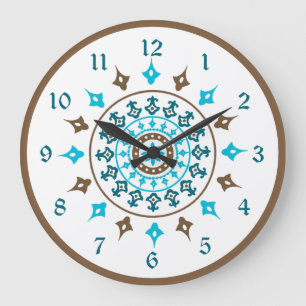 Relógio Grande Turquesa ornamentado Brown do vintage numerado