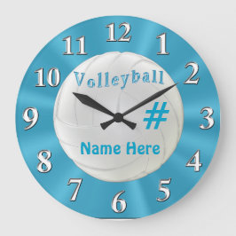 Relógio Grande Turquoise VOLLEYBALL Clock com NOME e NÚMERO
