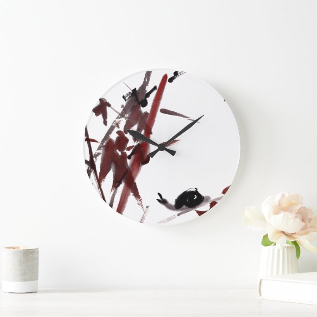 Relógio Grande Tuschekunst mit Schnecke und Rotem Bambus (Lar)