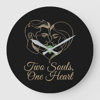Relógio Grande Two Souls, One Heart – Elegant Romantic Line Art