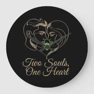 Relógio Grande Two Souls, One Heart – Elegant Romantic Wall Clock