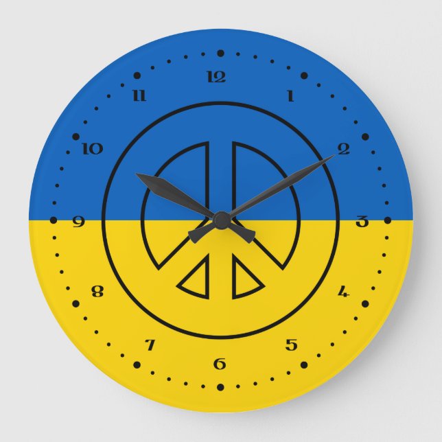 Relógio Grande Ukrainian flag peace sign (Frente)