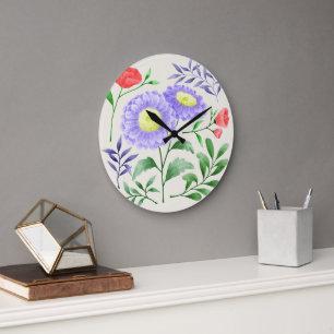 Relógio Grande Um conjunto de flores pintadas em aquarela 