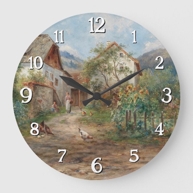 Relógio Grande Um Jardim Russo em Flor no Campo (Frente)