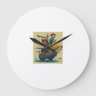 Relógio Grande um navio pirata com um papagaio