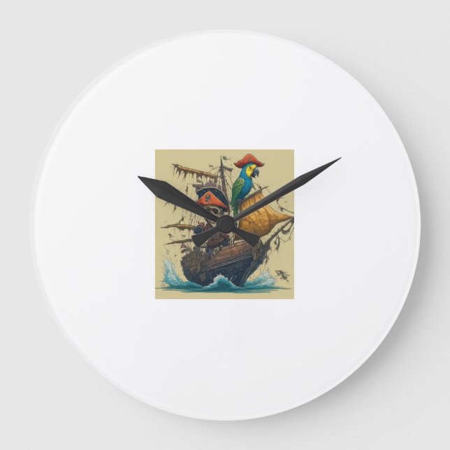 Relógio Grande um navio pirata com um papagaio (Frente)