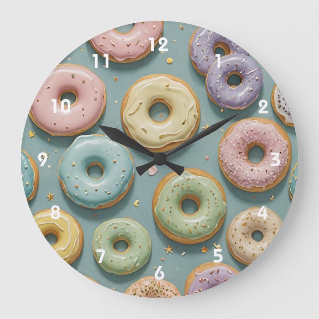 Relógio Grande Um Sonho Caprichoso de Donuts Pastel (Frente)