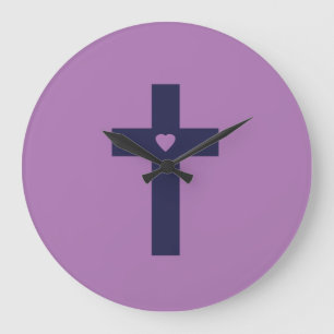 Relógio Grande Uma cruz com coração 