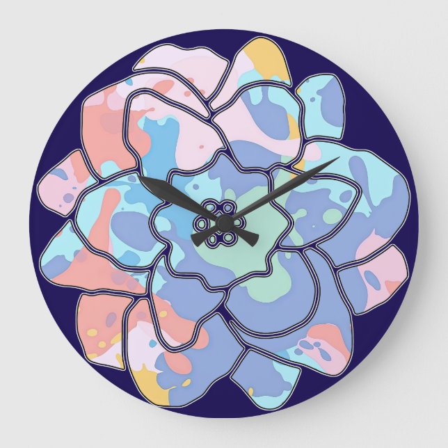 Relógio Grande Uma flor feita de manchas de tinta (Frente)
