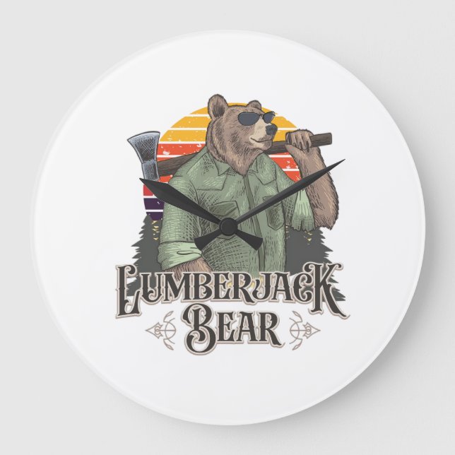 Relógio Grande Uma serra engraçada com um ursinho (Frente)