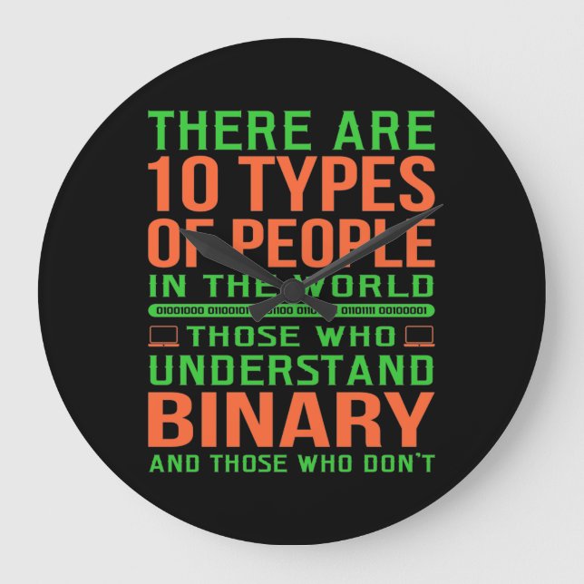 Relógio Grande Understand Binary Software Programmer Programming (Frente)