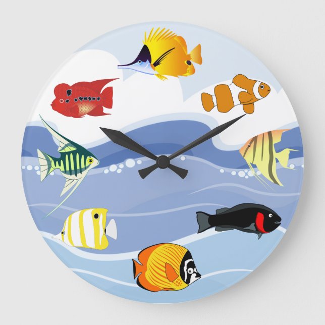 Relógio Grande Underwater Tropical Fish Art Wall Clock (Frente)