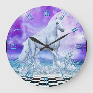 Relógio Grande Unicorn Dancing in the Water Wall Clock