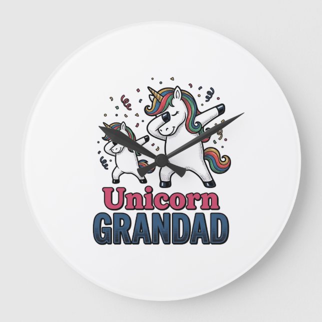 Relógio Grande Unicorn Grandad Vintage Engraving Shirt Design_1 (Frente)