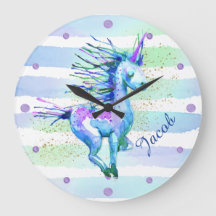 Unicorn Magic Watercolor Stripe Blue