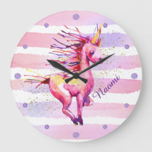 Unicorn Magic Watercolor Stripe Pink