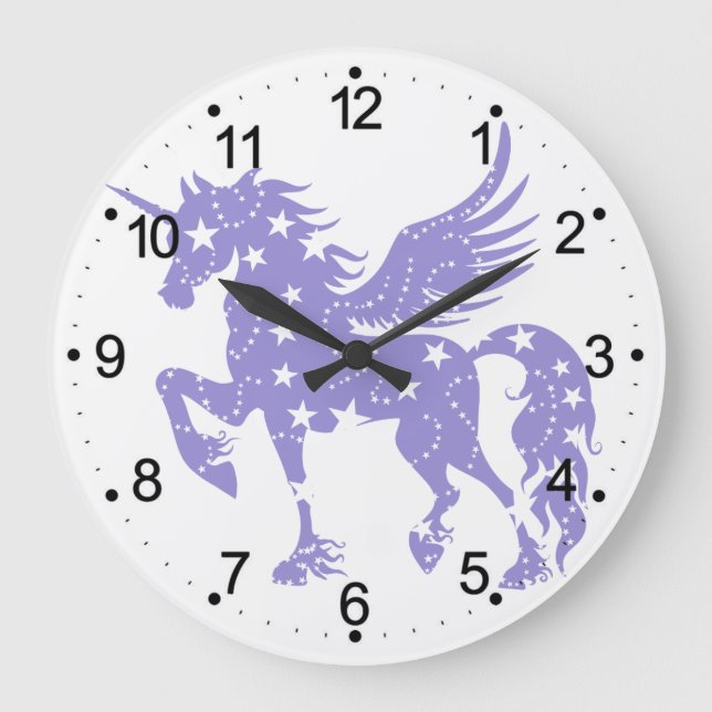 Relógio Grande Unicorn pegasus - Escolher cor de plano de fundo (Frente)