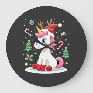 Relógio Grande Unicórnio de Natal Fofo Mágico Xmas Meninas de Cri
