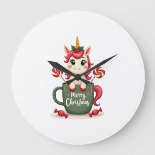Relógio Grande Unicórnio de Natal Vintage em Caneca Feliz Natal C