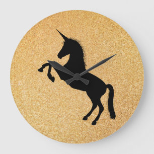 Relógio Grande Unicórnio E Lítima Dourada