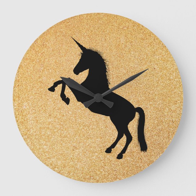 Relógio Grande Unicórnio E Lítima Dourada (Frente)