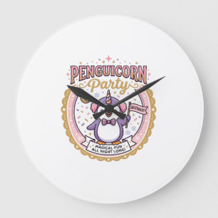 Relógio Grande Unicórnio Penguicorn Festa POD Pronto Zazzle Desig