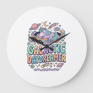 Relógio Grande Unicórnio Sonhador Galáctico Kawaii Adesivo e Cami