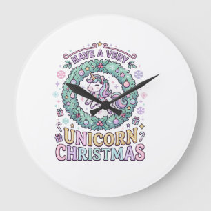 Relógio Grande Unicórnio Tenha um Natal Muito Unicórnio Negrito T