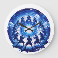Unidade Samurai Arte Circular em Tinta Azul Japone